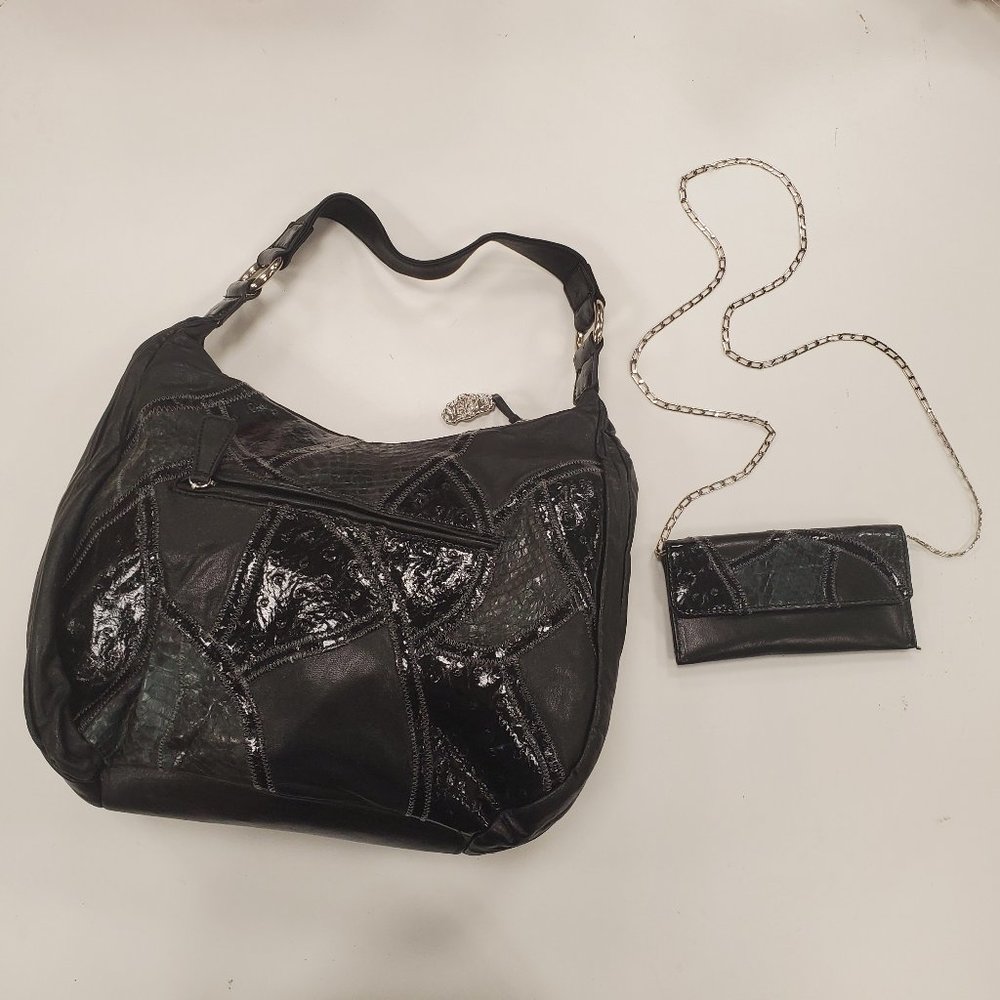 Carlos Falchi Black Leather Bag NEW!